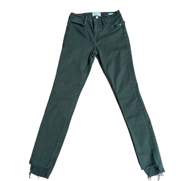 FRAME Denim Le High Skinny Jeans Army Green Size 26 - Picture 3 of 6